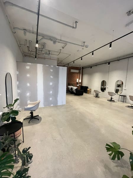 Completed nib wall to conceal cabinetry in Mount Lawley salon